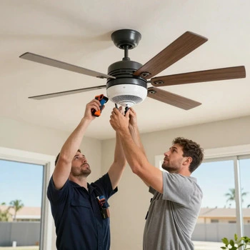 Ceiling fan installation in North Las Vegas home by professional electrician