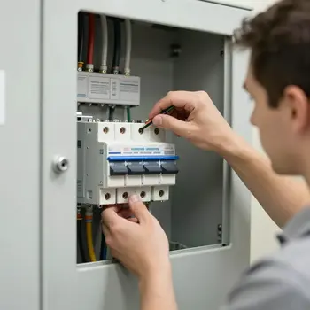Licensed electrician repairing circuit breaker in Las Vegas electrical panel