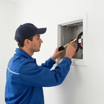 Residential electrician working in Las Vegas home